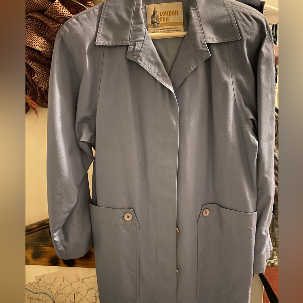 Blue Vintage London Fog Half Trench Coat Size 8 Petite